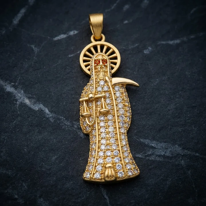 Dije Santa Muerte Dorado 3 cm – Acero Inoxidable | Accesorio Espiritual 5