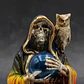 Santa Muerte 7 Potencias Multicolor con Búho 15 cm – Figura Decorativa Espiritual - Miniatura 5