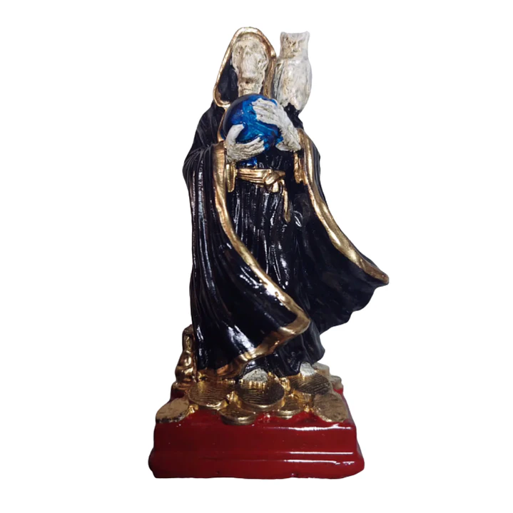 Santa Muerte Negra con Búho 15 cm – Figura Decorativa Espiritual 2