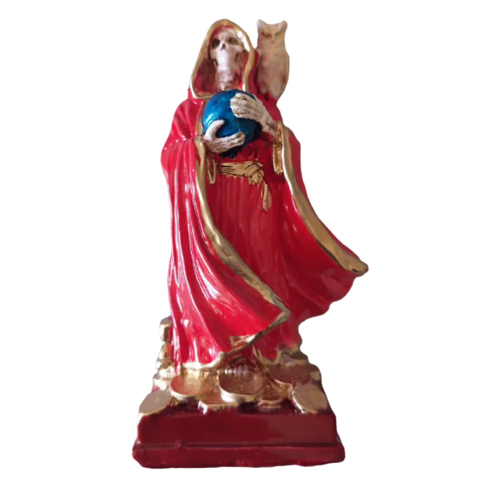 Santa Muerte Roja con Búho 15 cm – Figura Decorativa Espiritual 4