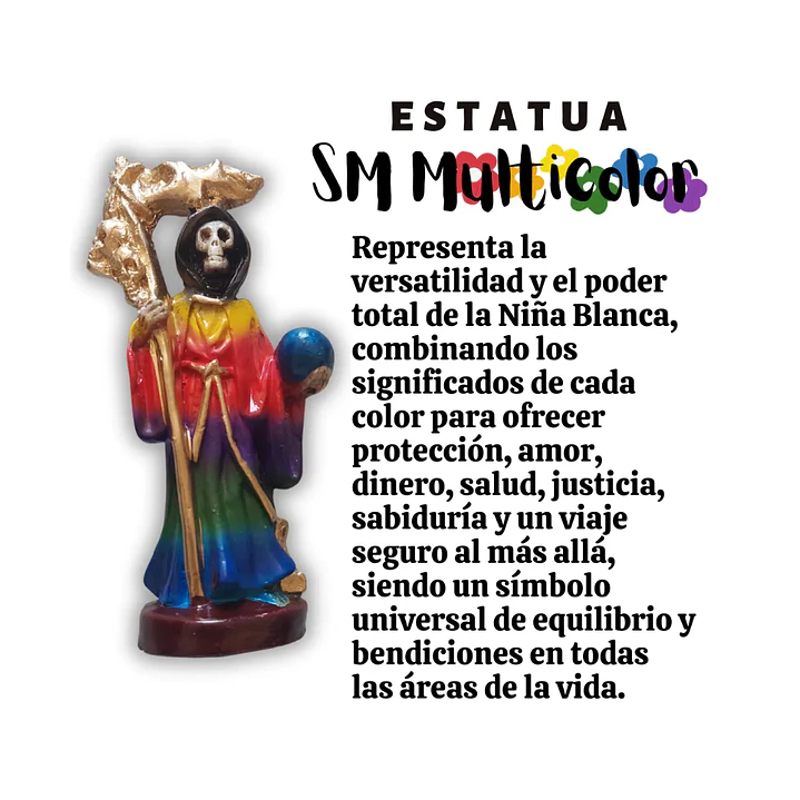 Santa Muerte Multicolor 12 cm – Figura Decorativa Espiritual 5