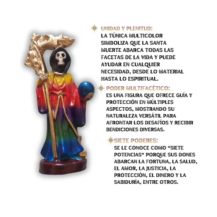 Santa Muerte Multicolor 12 cm – Figura Decorativa Espiritual 6