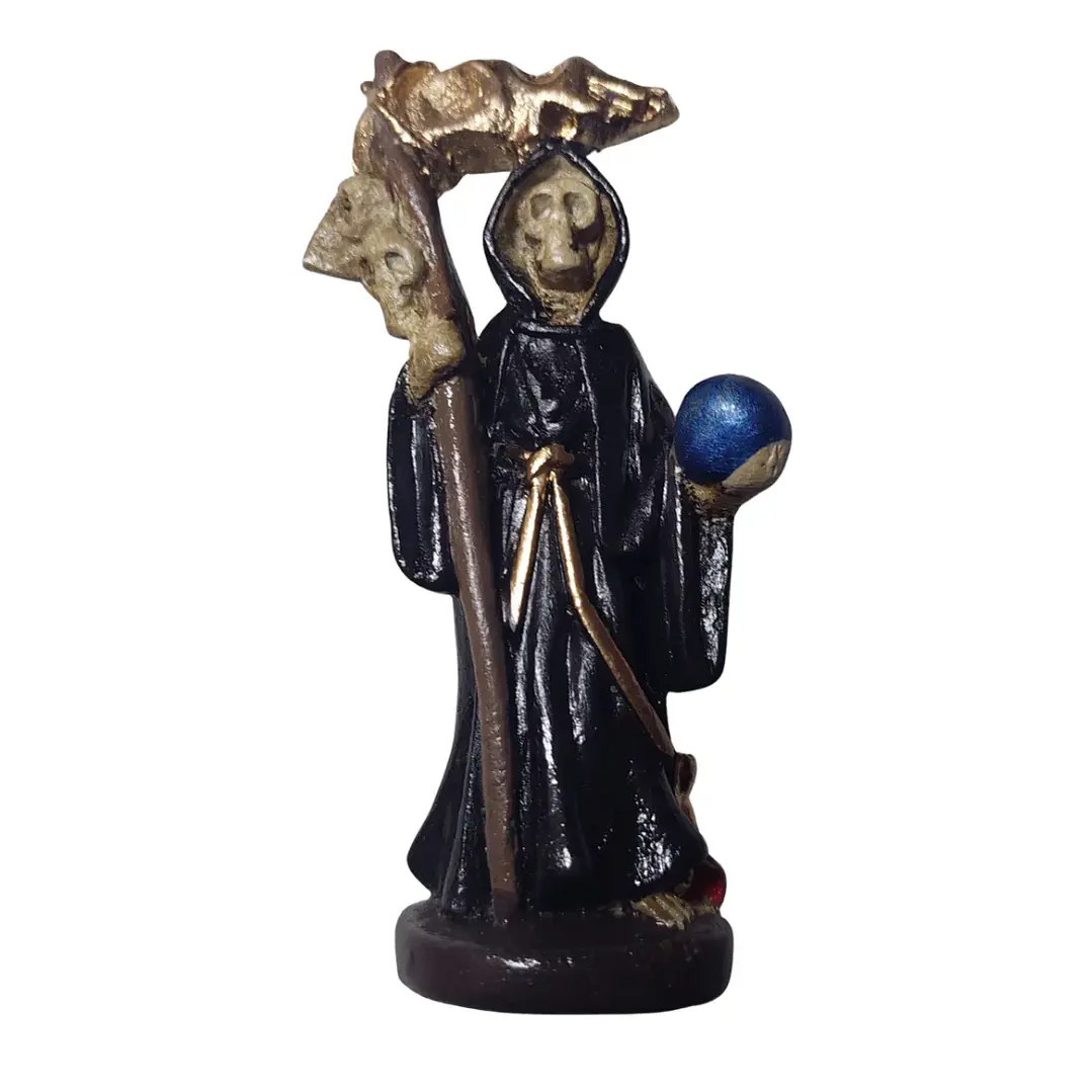 Figura Santa Muerte 12 Cm Negra Figura Decorativa Espiritual 3