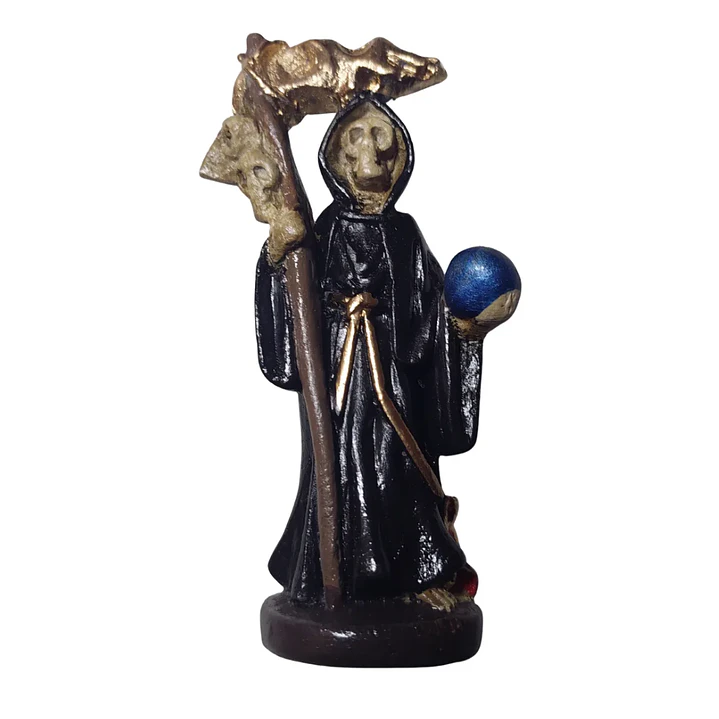 Figura Santa Muerte 12 Cm Negra Figura Decorativa Espiritual 3