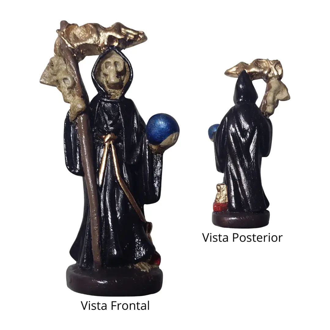 Figura Santa Muerte 12 Cm Negra Figura Decorativa Espiritual 4