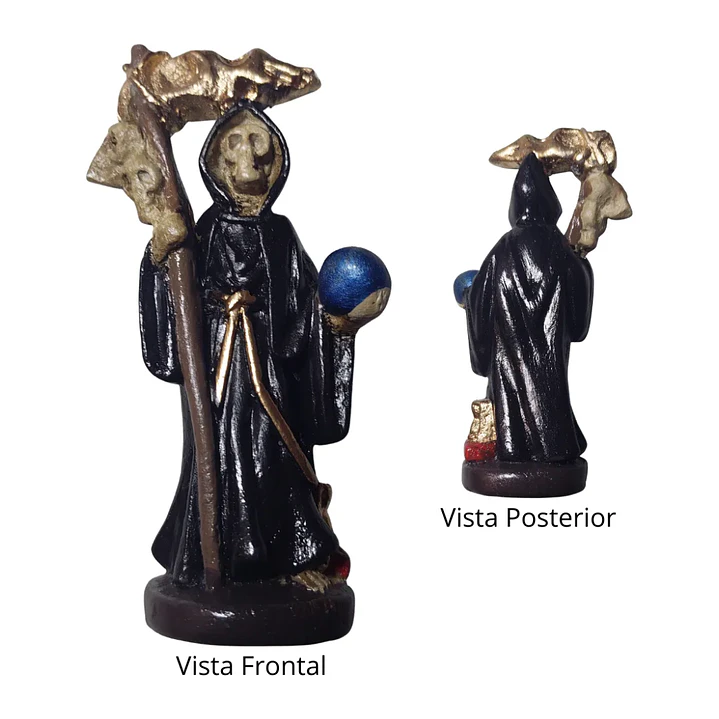 Figura Santa Muerte 12 Cm Negra Figura Decorativa Espiritual 4