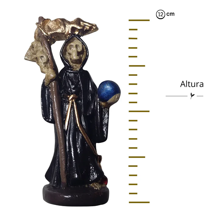 Figura Santa Muerte 12 Cm Negra Figura Decorativa Espiritual 5
