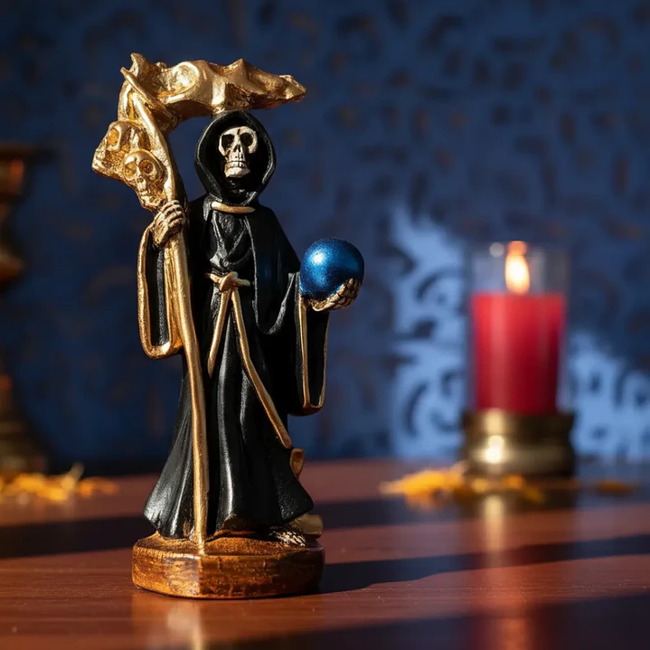 Figura Santa Muerte 12 Cm Negra Figura Decorativa Espiritual 1