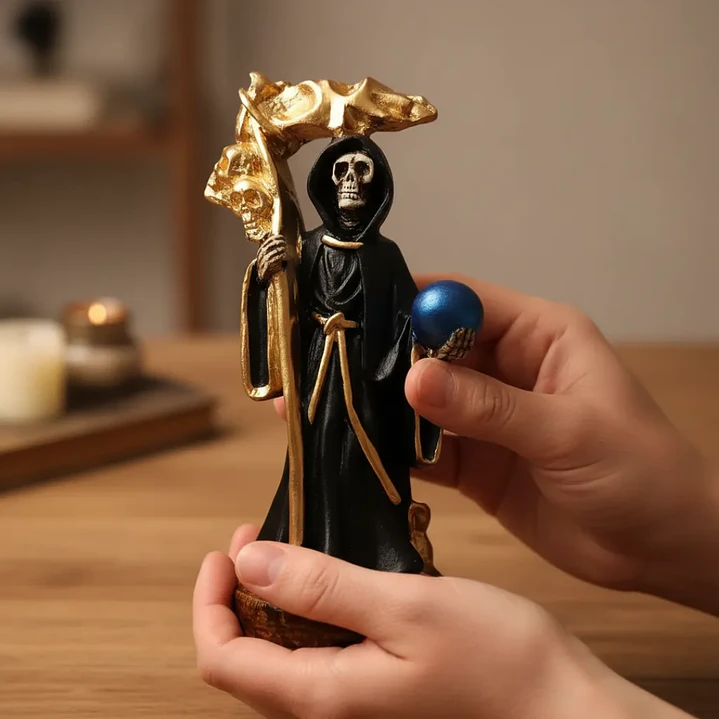 Figura Santa Muerte 12 Cm Negra Figura Decorativa Espiritual 2