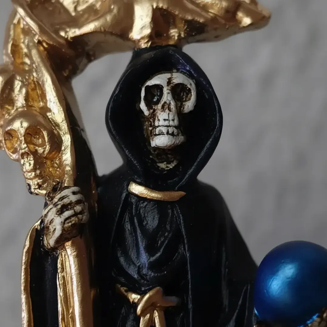 Figura Santa Muerte 12 Cm Negra Figura Decorativa Espiritual 6