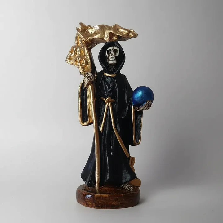 Figura Santa Muerte 12 Cm Negra Figura Decorativa Espiritual 7