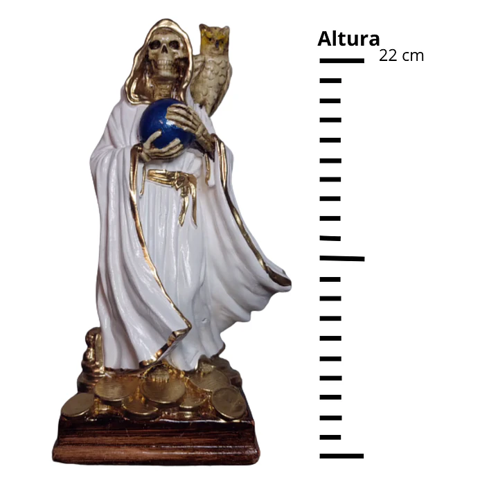 Santa Muerte Blanca con Búho 22 cm – Figura Decorativa Espiritual 3
