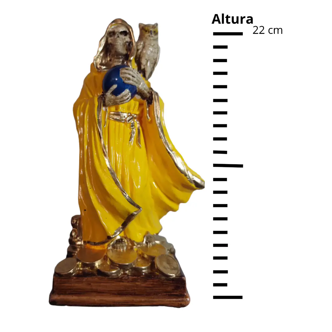 Santa Muerte Dorada con Búho 22 cm – Figura Decorativa Espiritual 4