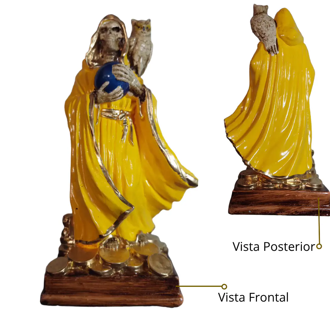 Santa Muerte Dorada con Búho 22 cm – Figura Decorativa Espiritual 5