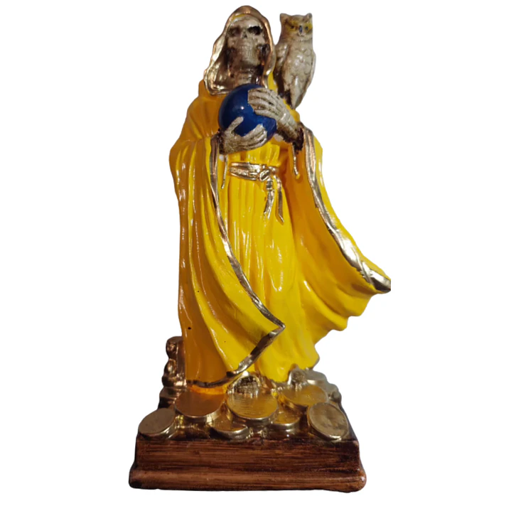 Santa Muerte Dorada con Búho 22 cm – Figura Decorativa Espiritual 6
