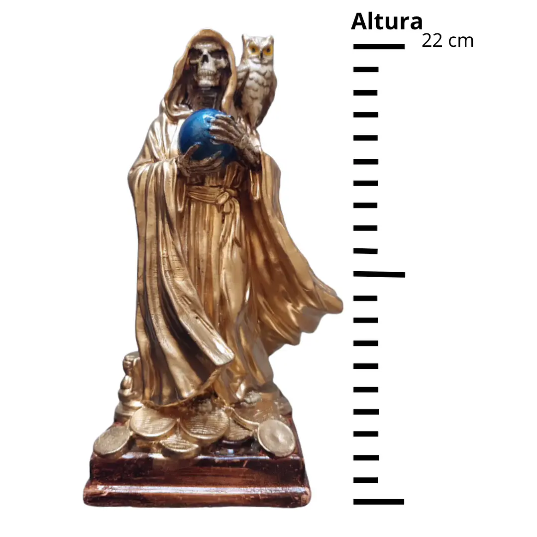 Santa Muerte Dorada con Búho 22 cm – Figura Decorativa Espiritual 6