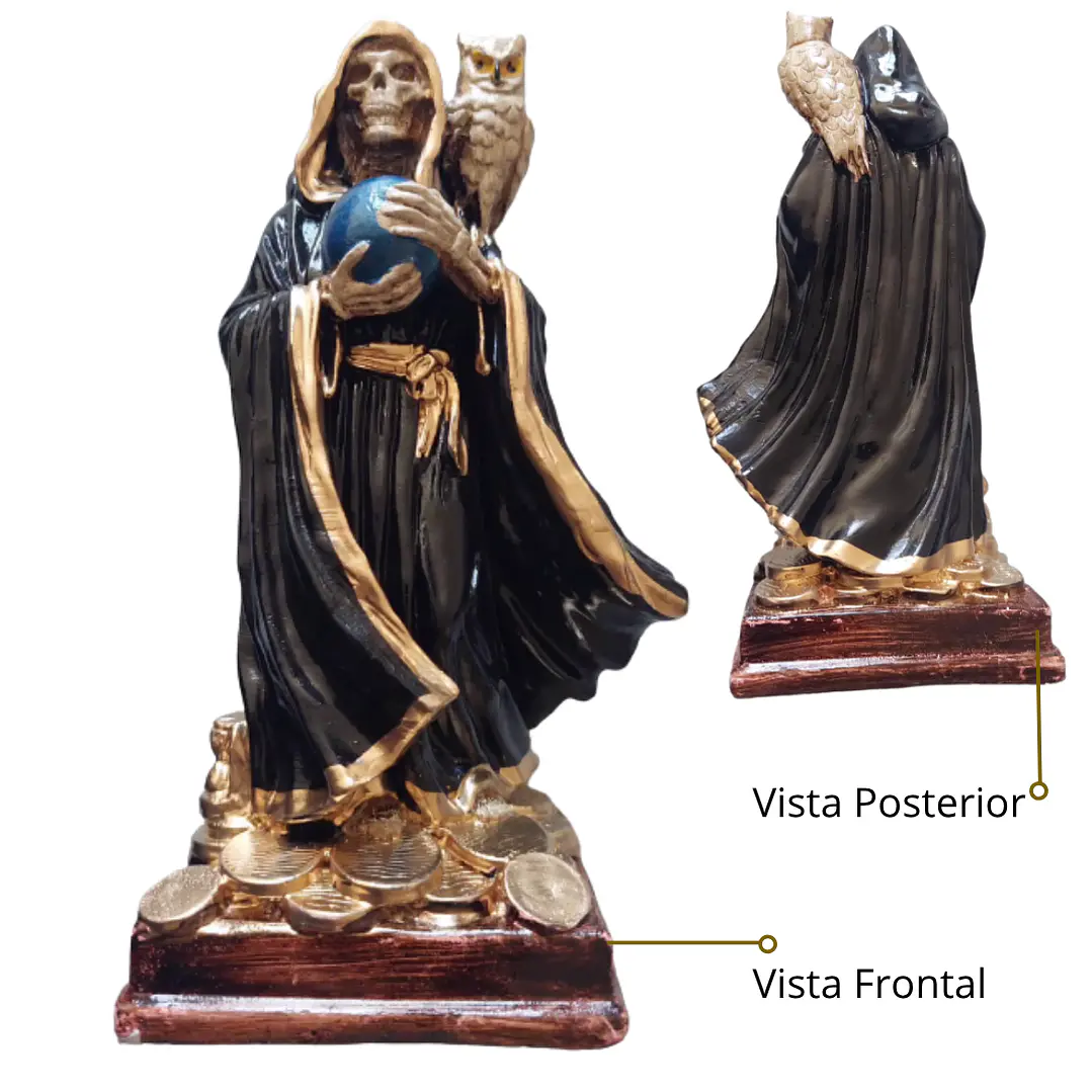 Santa Muerte Negra con Búho 22 cm – Figura Decorativa Espiritual 3
