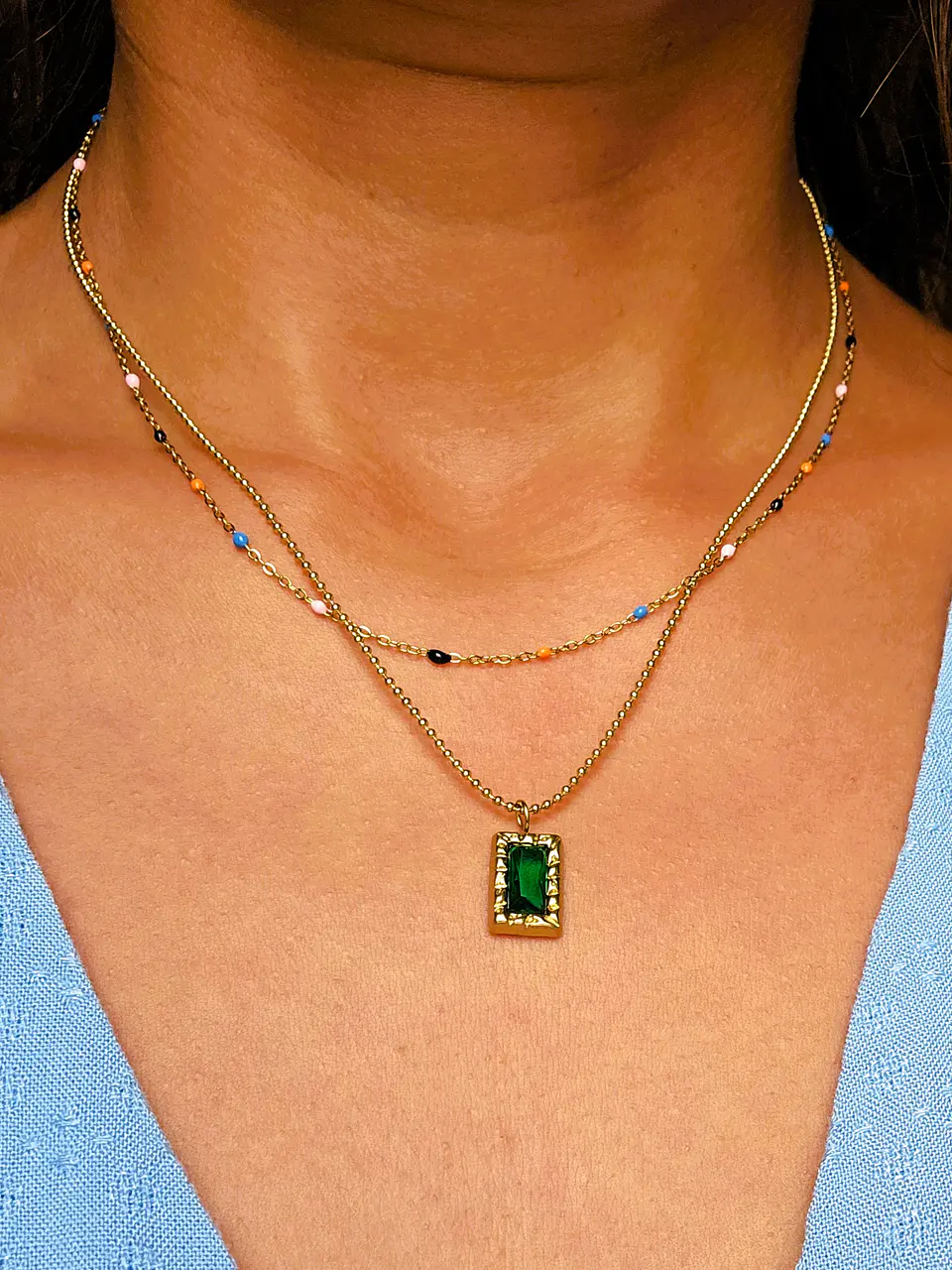 Colar duplo Pedra Verde 4