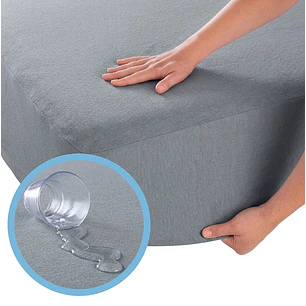 Protector de Colchón Terry 100% Impermeable Color Gris Calidad Premium