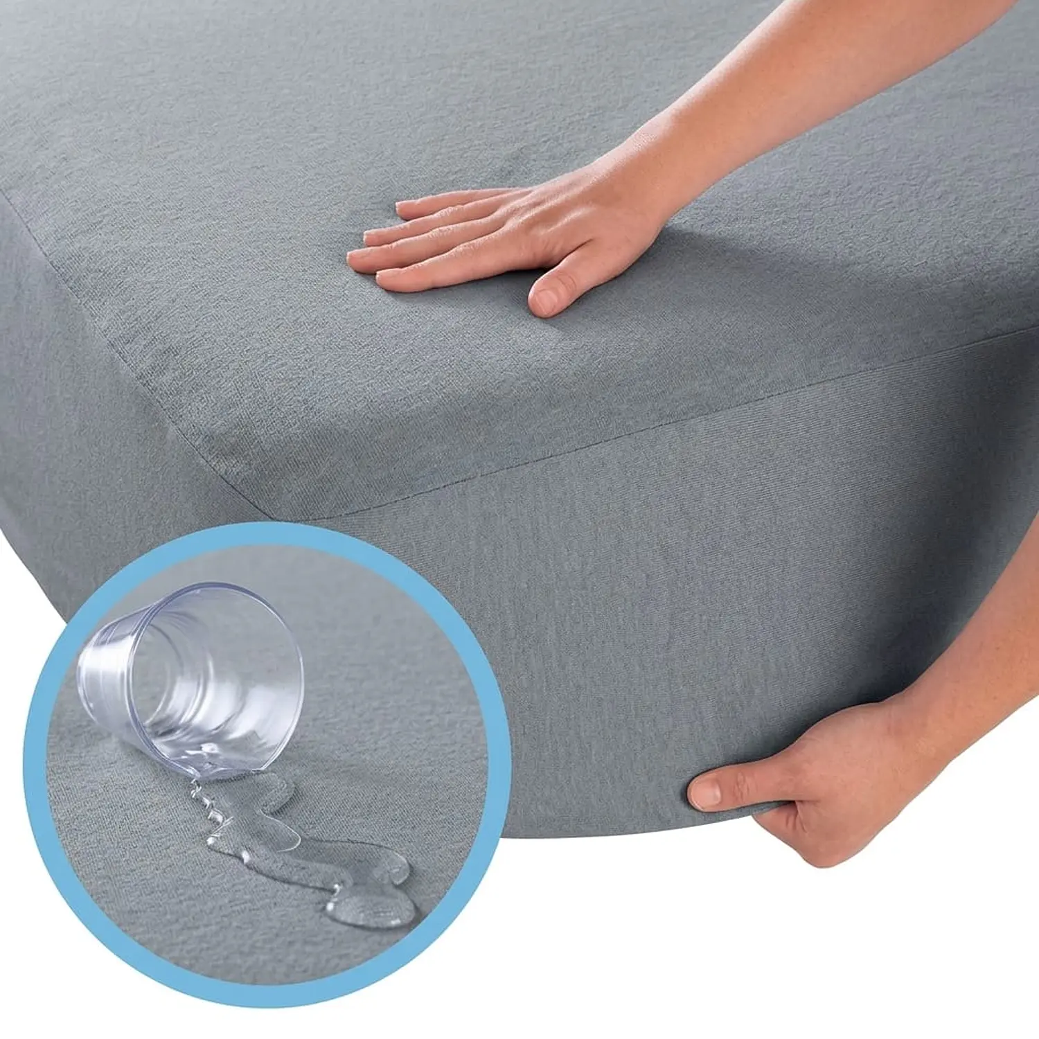 Protector de Colchón Terry 100% Impermeable Color Gris Calidad Premium 1