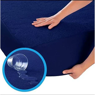 Protector de Colchón Terry 100% Impermeable Color Azul Calidad Premium