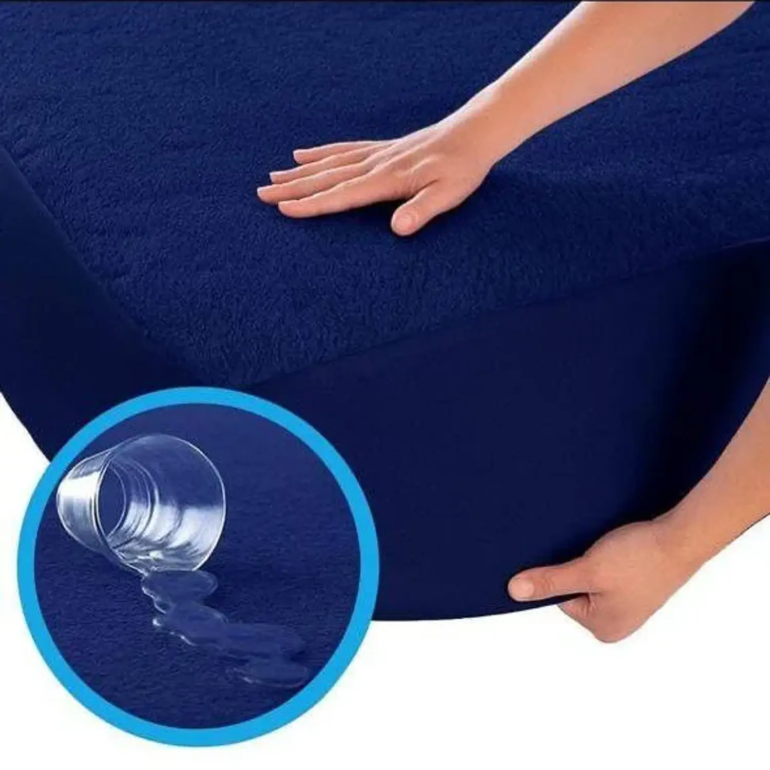 Protector de Colchón Terry 100% Impermeable Color Azul Calidad Premium 2