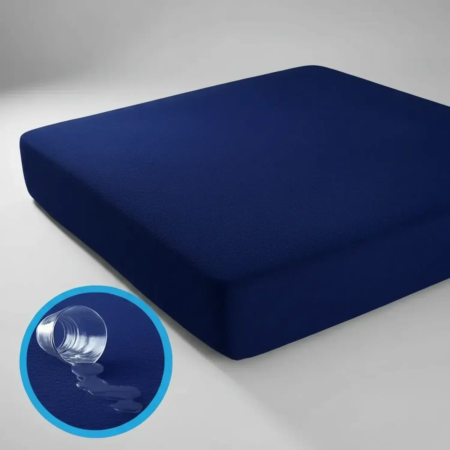 Protector de Colchón Terry 100% Impermeable Color Azul Calidad Premium 3