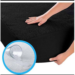 Protector de Colchón Terry 100% Impermeable Color Negro Calidad Premium