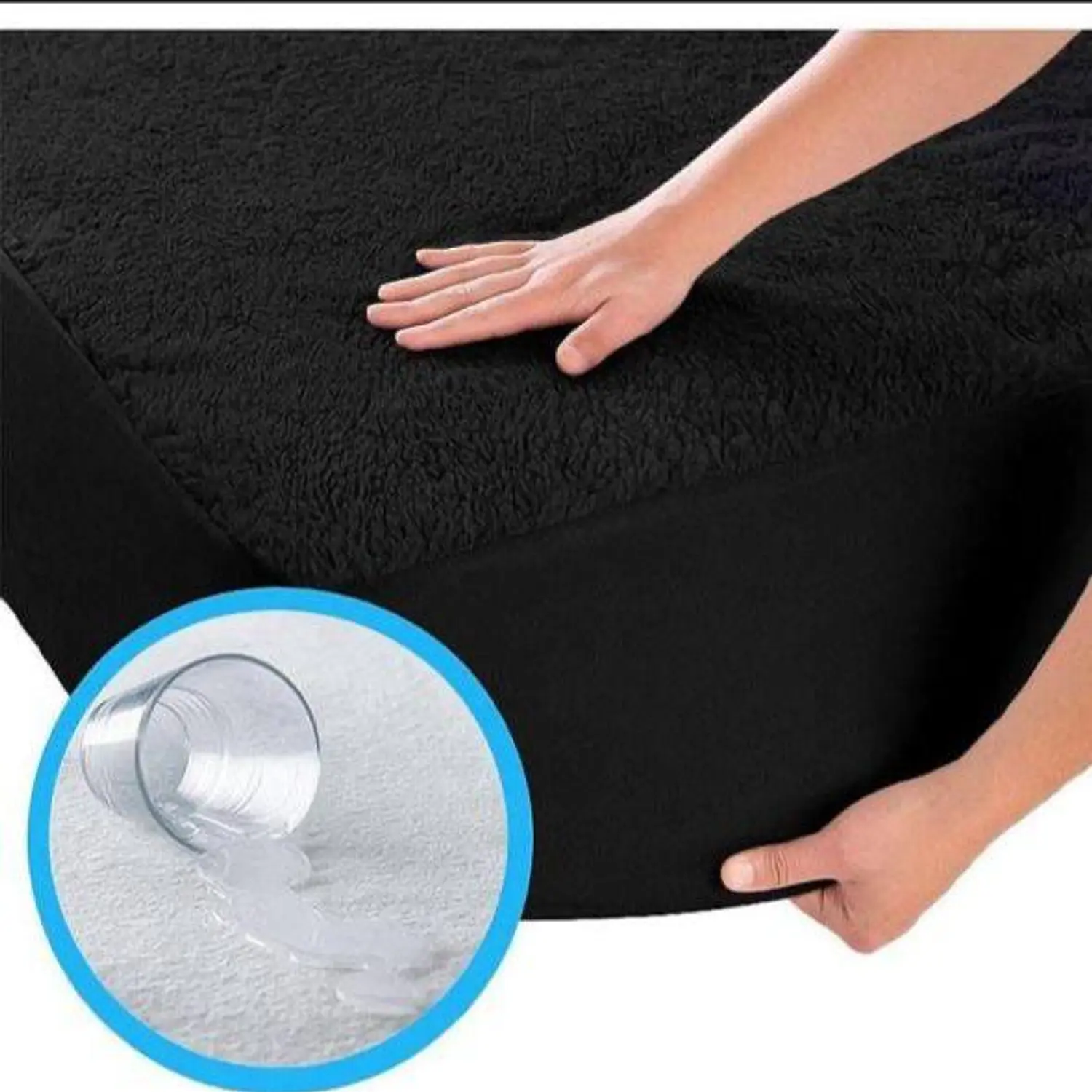 Protector de Colchón Terry 100% Impermeable Color Negro Calidad Premium 1