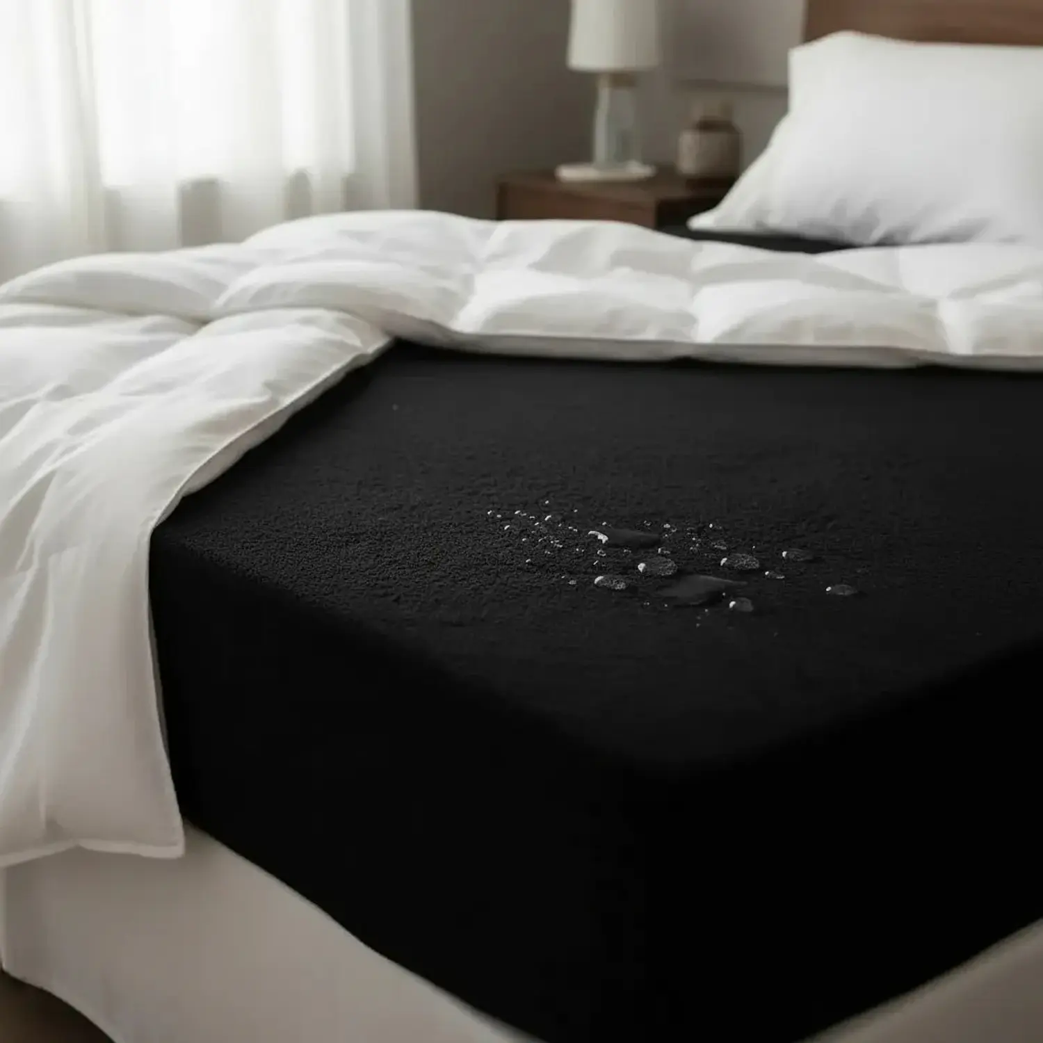 Protector de Colchón Terry 100% Impermeable Color Negro Calidad Premium 3