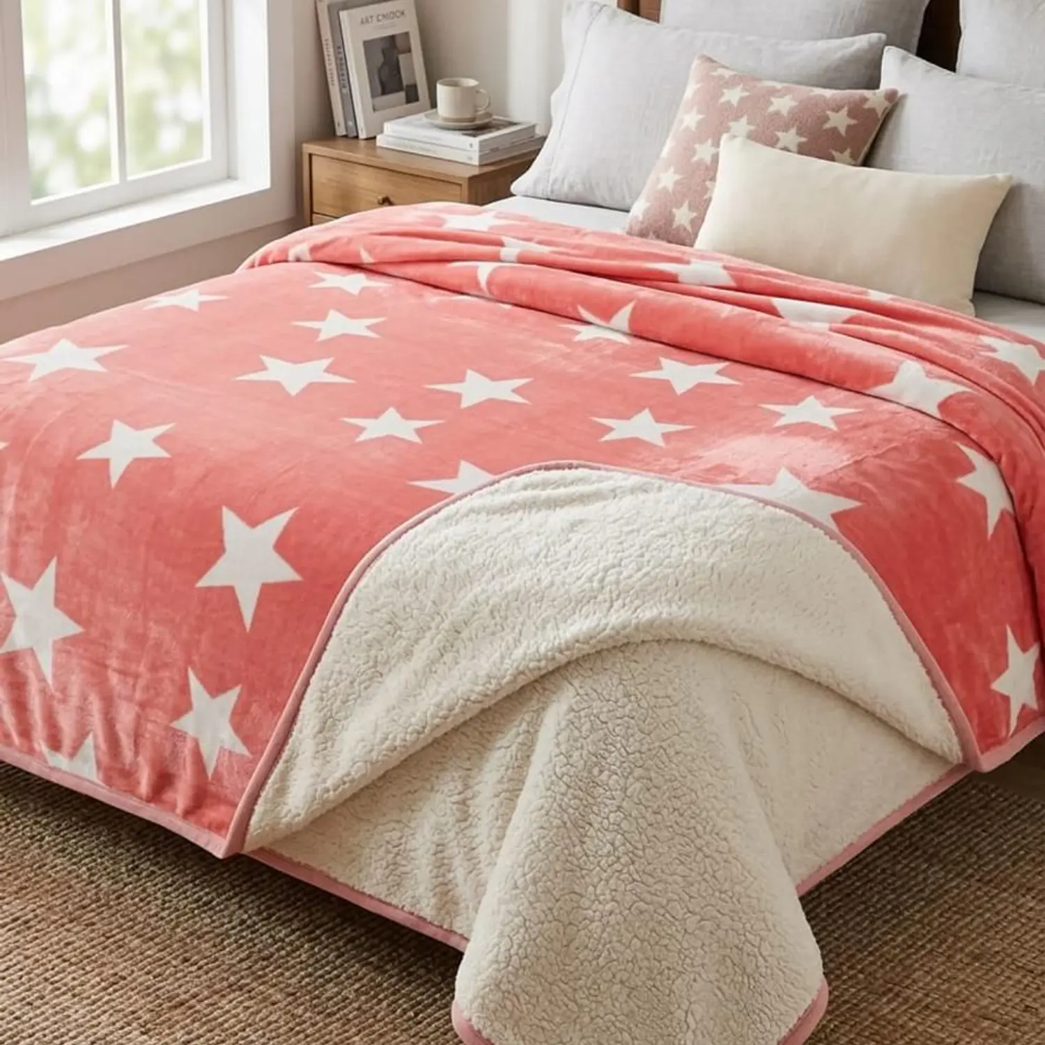 Cobija Ovejera Diseño de Estrellas Suavidad y Calides, Medidas 210x190 Cm 23