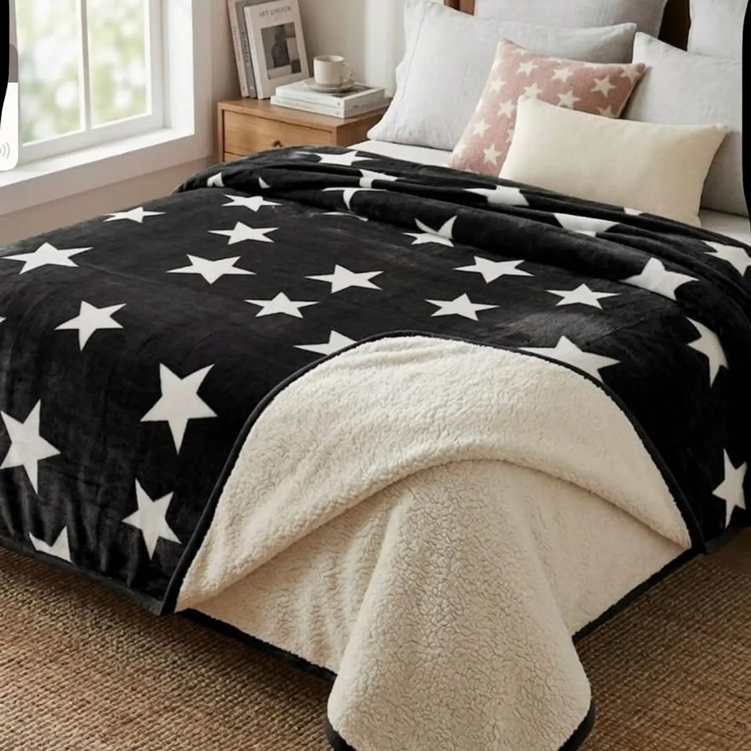 Cobija Ovejera Diseño de Estrellas Suavidad y Calides, Medidas 210x190 Cm 28