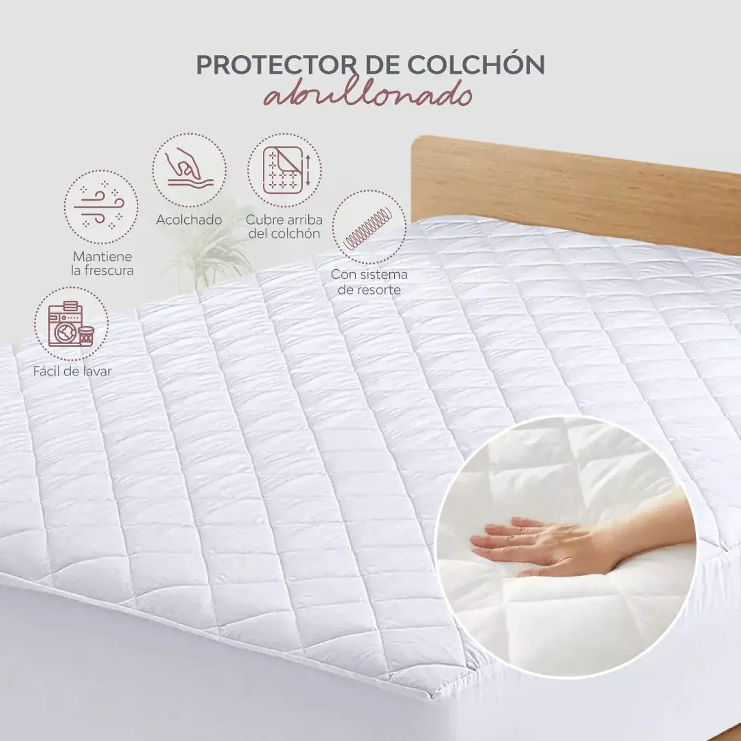 Protector de Colchon Antifluido y Acolchado  3