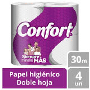 Papel confort higienico 30 metros 4und confort manga x 12 unidades 
