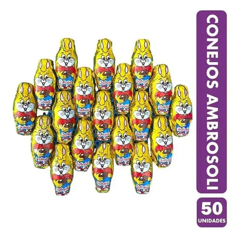 Conejitos De Chocolate Ambrosoli - Pascua bolsa Con 50 unidades  1