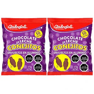 2 Bolsas De Conejitos De Pascua De Chocolate Ambrosoli de 50 unidades 