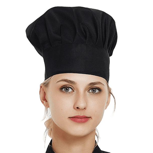 Gorro De Chef O Cocina Negro Tipo Champiñon 1