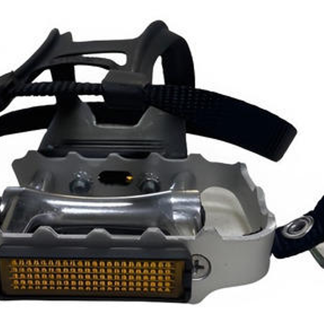 Pedales Bicicleta Mtb Ruta Aluminio Con Puntillas Y Correa 2