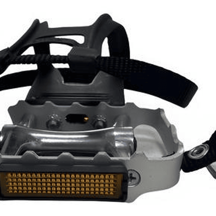 Pedales Bicicleta Mtb Ruta Aluminio Con Puntillas Y Correa 2