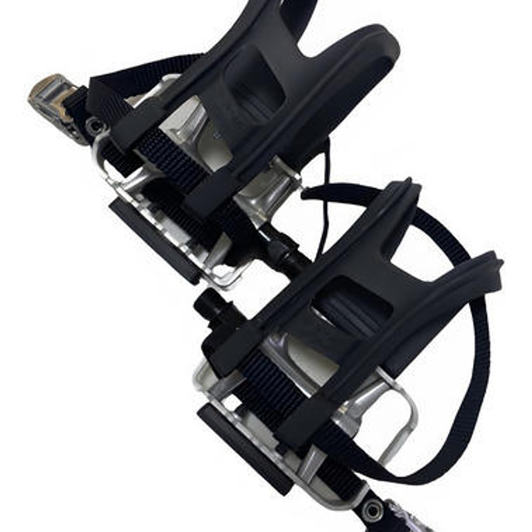 Pedales Bicicleta Mtb Ruta Aluminio Con Puntillas Y Correa 3