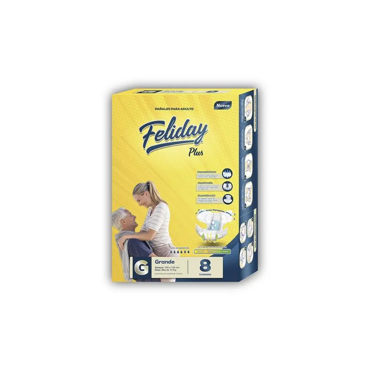 Pañales Adulto Desechables Feliday Plus 8 Un Talla G