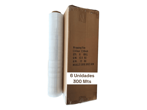 Pack 6 Film Plastico Stretch Transparente / Rollo 300 M Reales