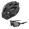 Casco Bicicleta MTB Liviano Tipo Carbono + Lentes