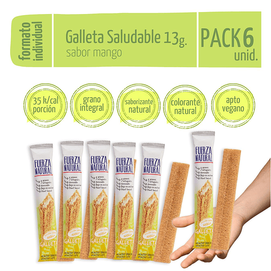 Pack 6 Galleta Saludable Fuerza Natural sabor Mango 13g