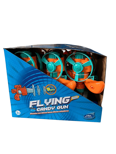 Pack 9 Juguetes + Dulce Sorpresa Cumpleaños Flying Candy Gun