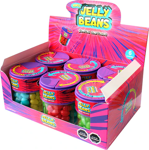 Display 6 Frascos Gomitas Confitadas Surtidas Jelly Beans