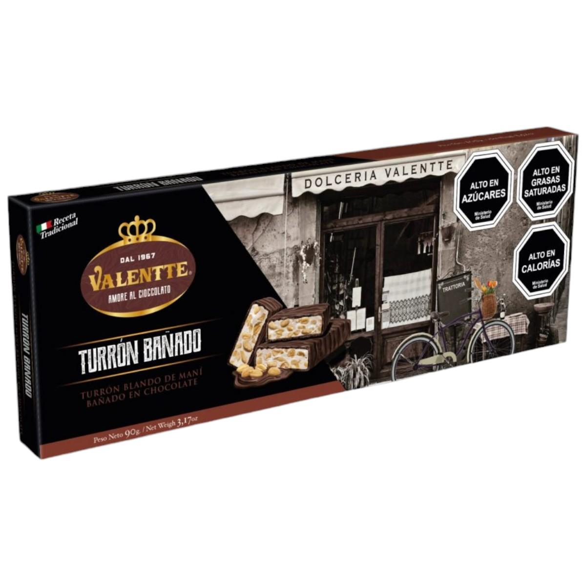 Barra Turron de Mani Bañado en Chocolate Valentte 90 g