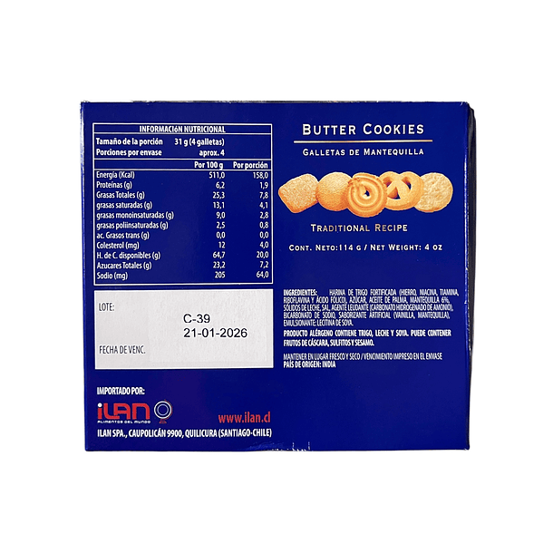 Galletas Mantequilla Olsen Caja 114gr