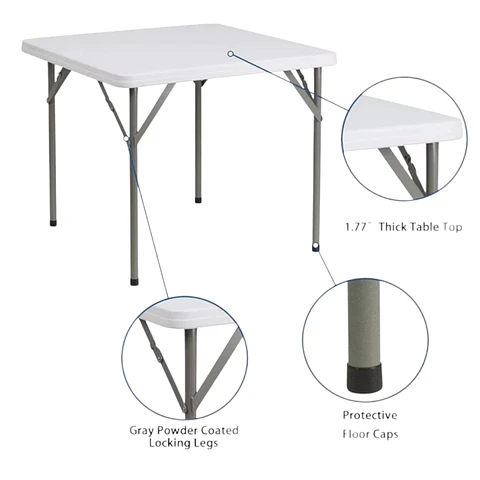 Mesa Plegable Camping Portátil Eventos 86x86 Cm