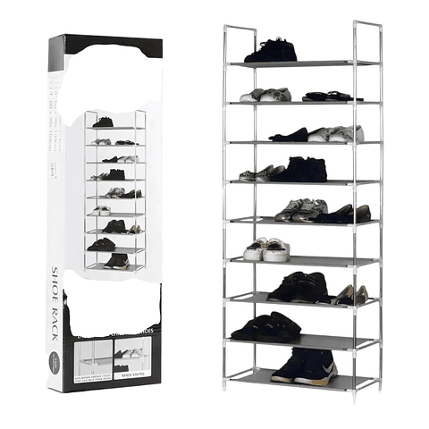 Zapatero Estante 27 Pares 9 Niveles Metálica Y Plástico Color Plateado